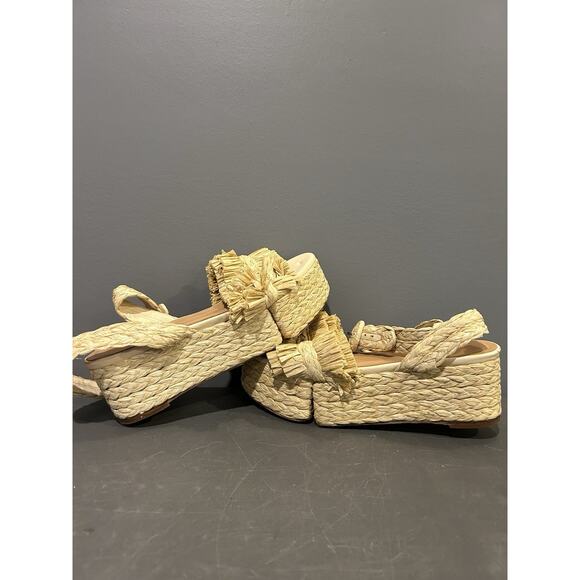 Paloma Barcelo Braided Raffia Platform Sandals Women’s Size 8.5 - Picture 1 of 6